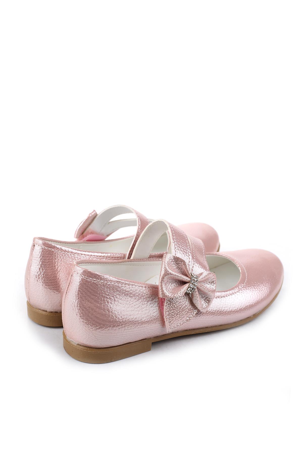Ortaç 2082 Kız Çocuk Balerin Fiyonk Cırtlı Rugan Babet Ayakkabı - Görsel 4