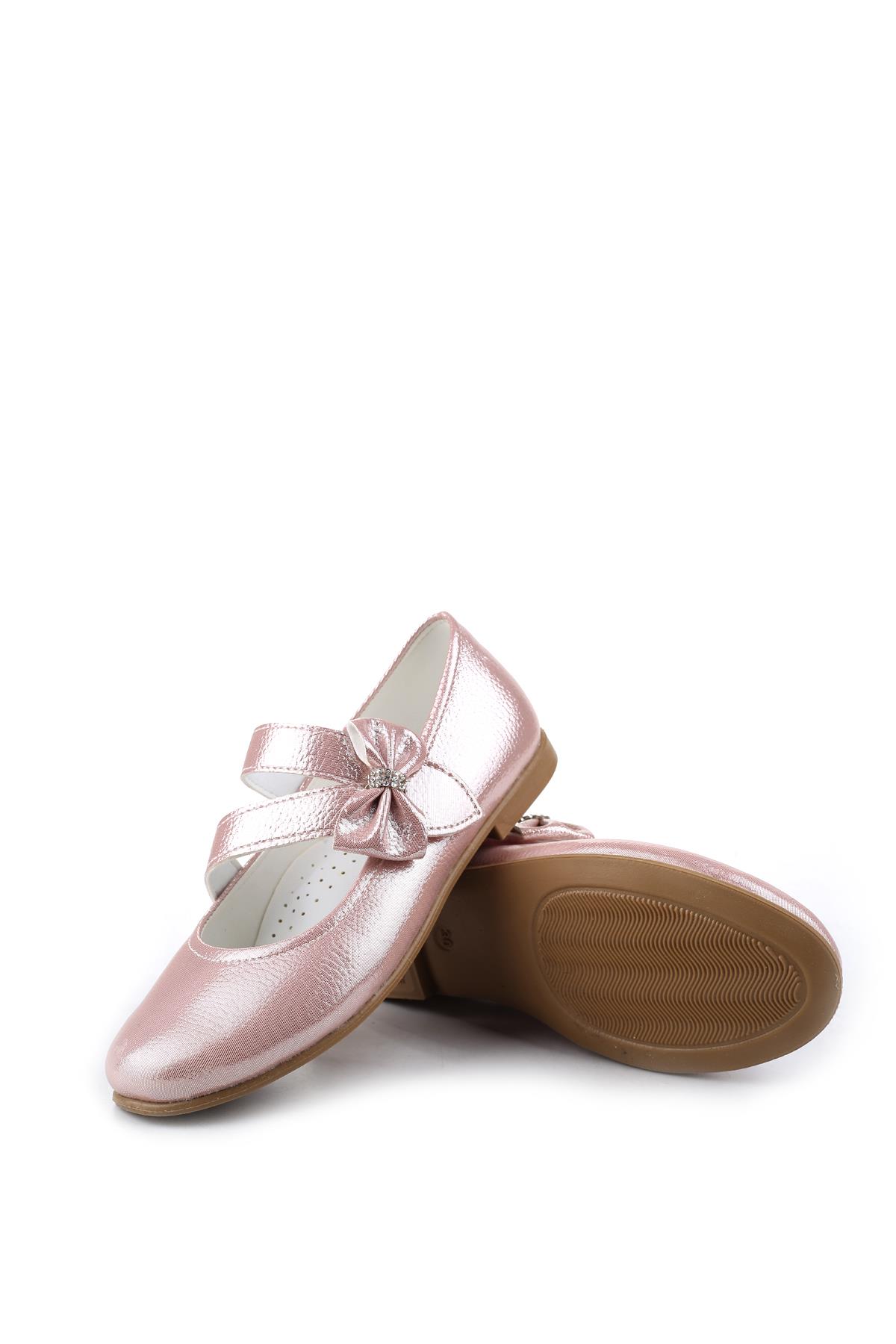 Ortaç 2082 Kız Çocuk Balerin Fiyonk Cırtlı Rugan Babet Ayakkabı - Görsel 5
