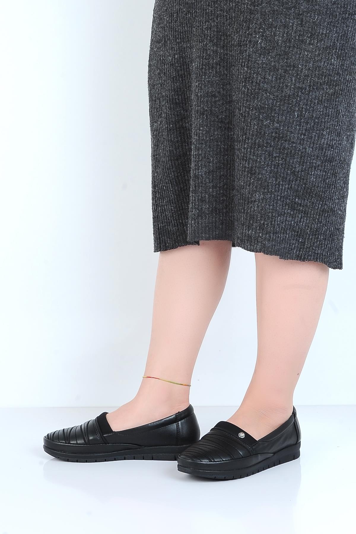 K45 Hakiki Deri Kadın Düz Babet Ayakkabı - Görsel 4