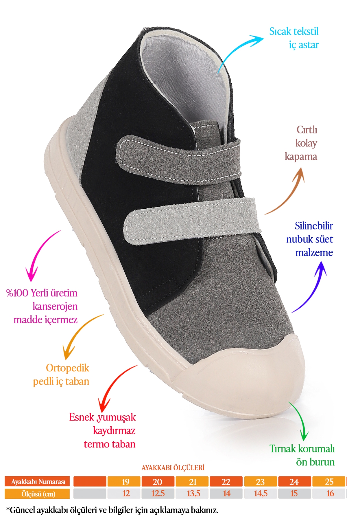 Mufasa İlk Adım Cırtlı Erkek Bebek Günlük Bot Ayakkabı Siyah - Gri - Görsel 3