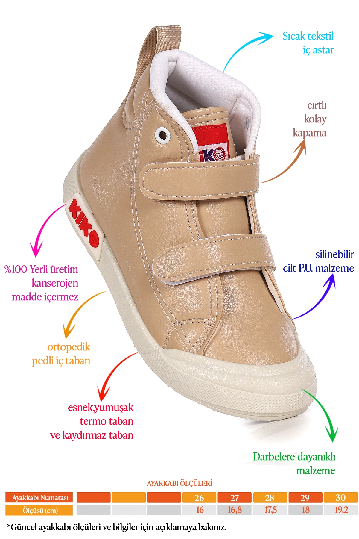 Garf Günlük Cırtlı Kız Çocuk Bot Ayakkabı Ten - Görsel 3