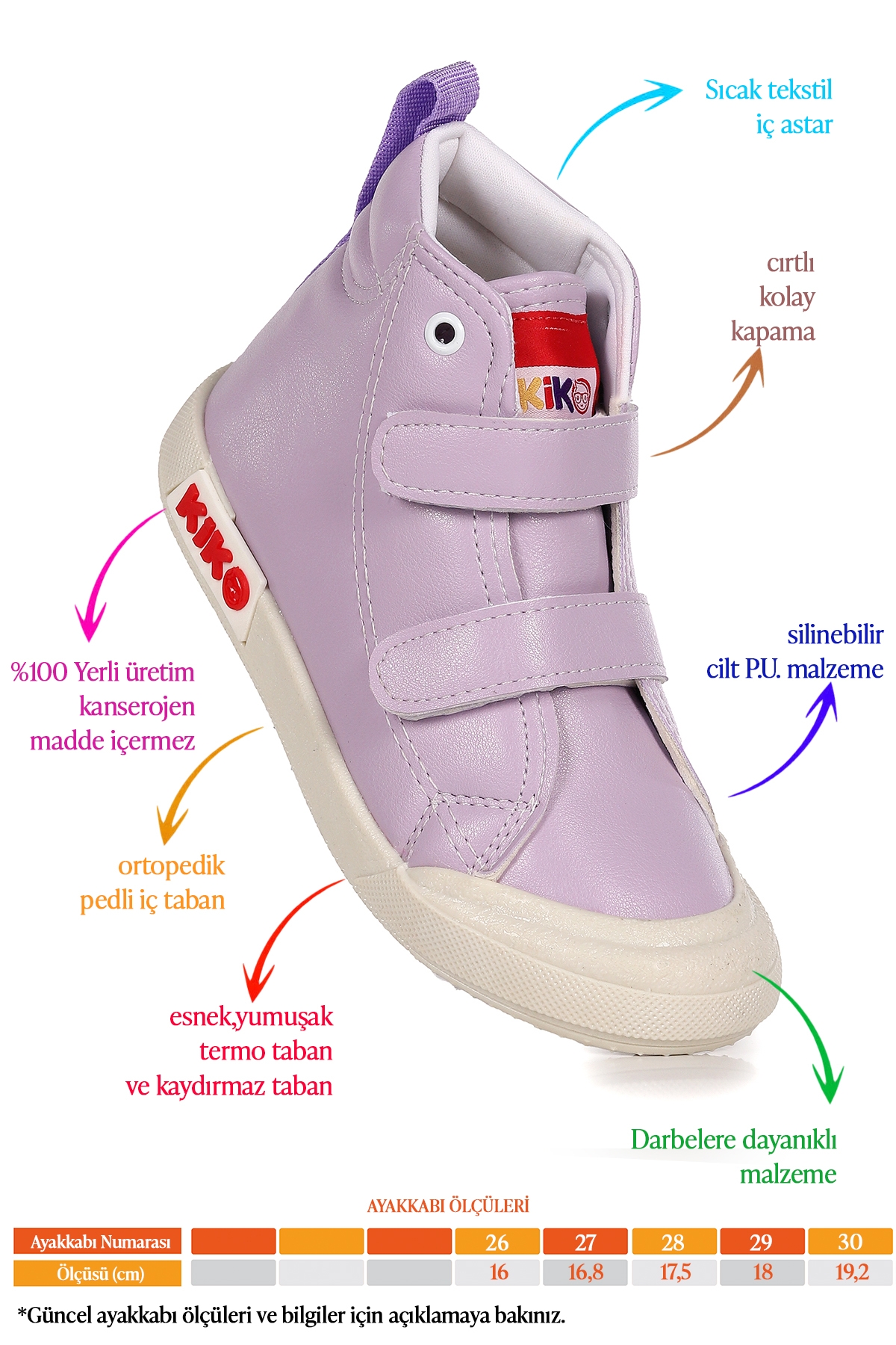 Garf Günlük Cırtlı Kız Çocuk Bot Ayakkabı Lila - Görsel 3