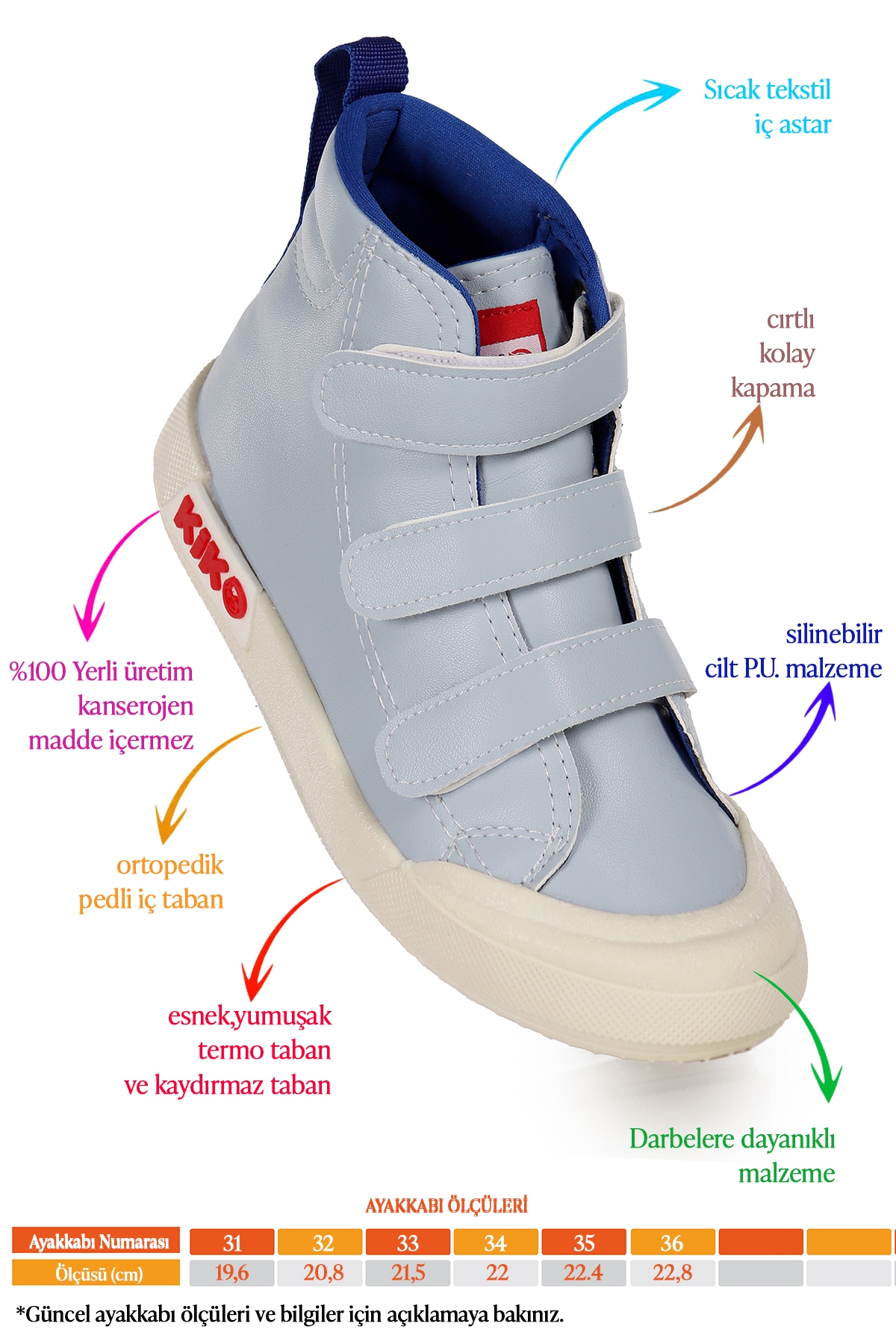 Garf Günlük Cırtlı Erkek Çocuk Bot Ayakkabı Mavi - Görsel 3