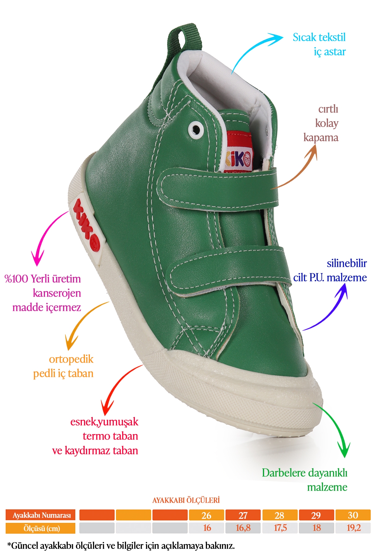 Garf Günlük Cırtlı Erkek Çocuk Bot Ayakkabı Yeşil - Görsel 3