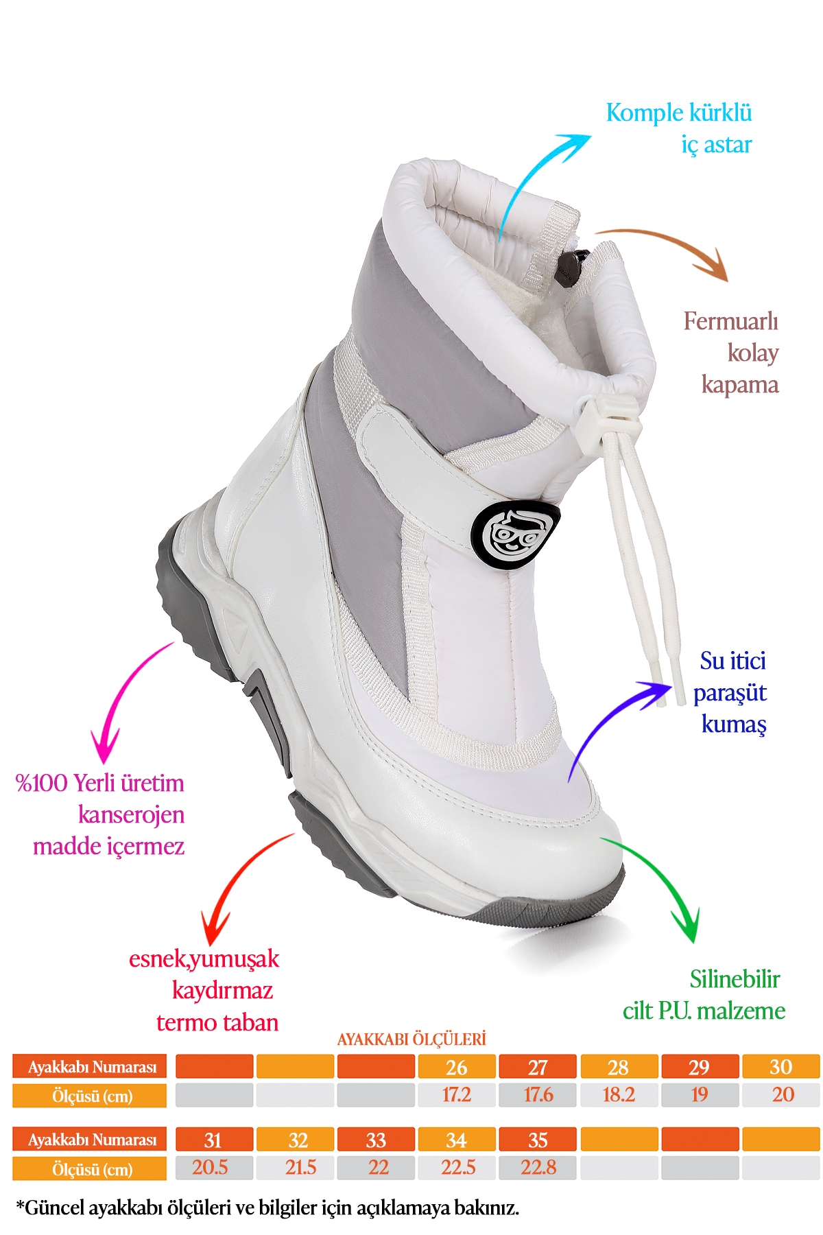 Alexis Fermuarlıı Erkek Çocuk Kar Botu Gri - Beyaz - Görsel 3