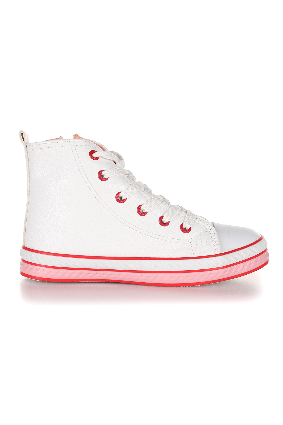 Pant Günlük Bağcıklı Fermuarlı Kız Bebek Spor Ayakkabı Beyaz - Pudra - Görsel 5