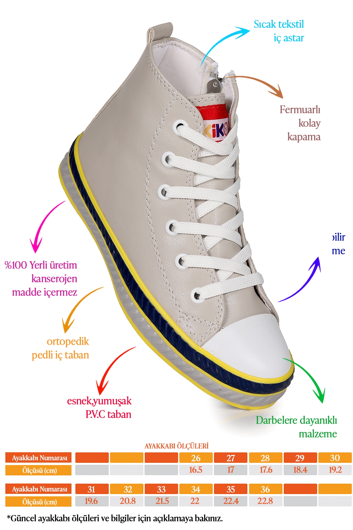 Pant Günlük Bağcıklı Fermuarlı Erkek Çocuk Spor Ayakkabı Gri - Görsel 3