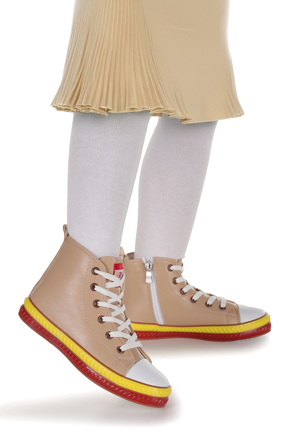 Pant Günlük Bağcıklı Fermuarlı Kız Çocuk Spor Ayakkabı Ten - Görsel 4