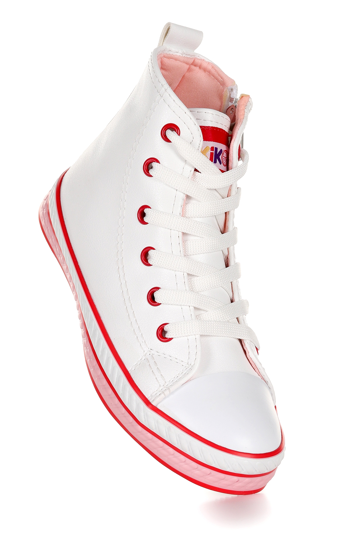 Pant Günlük Bağcıklı Fermuarlı Kız Çocuk Spor Ayakkabı Beyaz - Pudra - Görsel 2