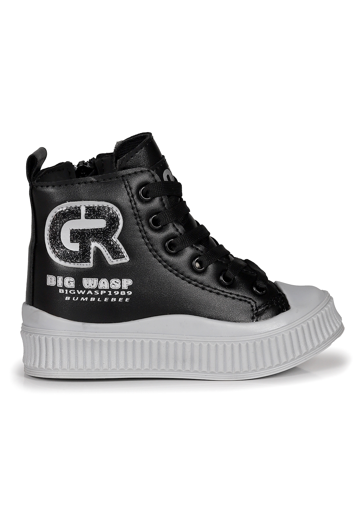 Wasp Fermuarlı Günlük Kız Bebek Bot Ayakkabı Siyah - Gümüş - Görsel 4