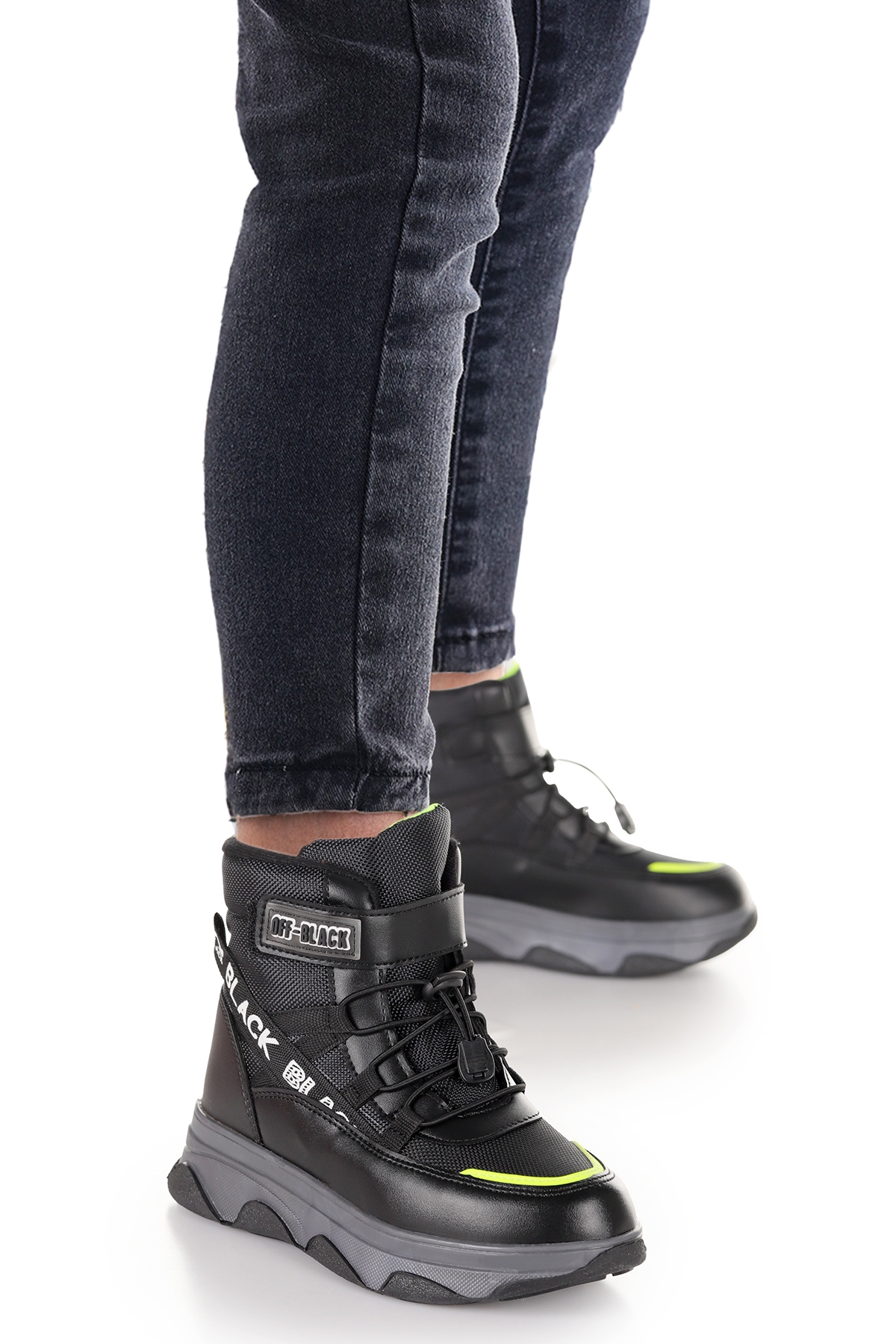 Sire Cırtlı Günlük Erkek Çocuk Bot Ayakkabı Siyah - Sarı - Görsel 4