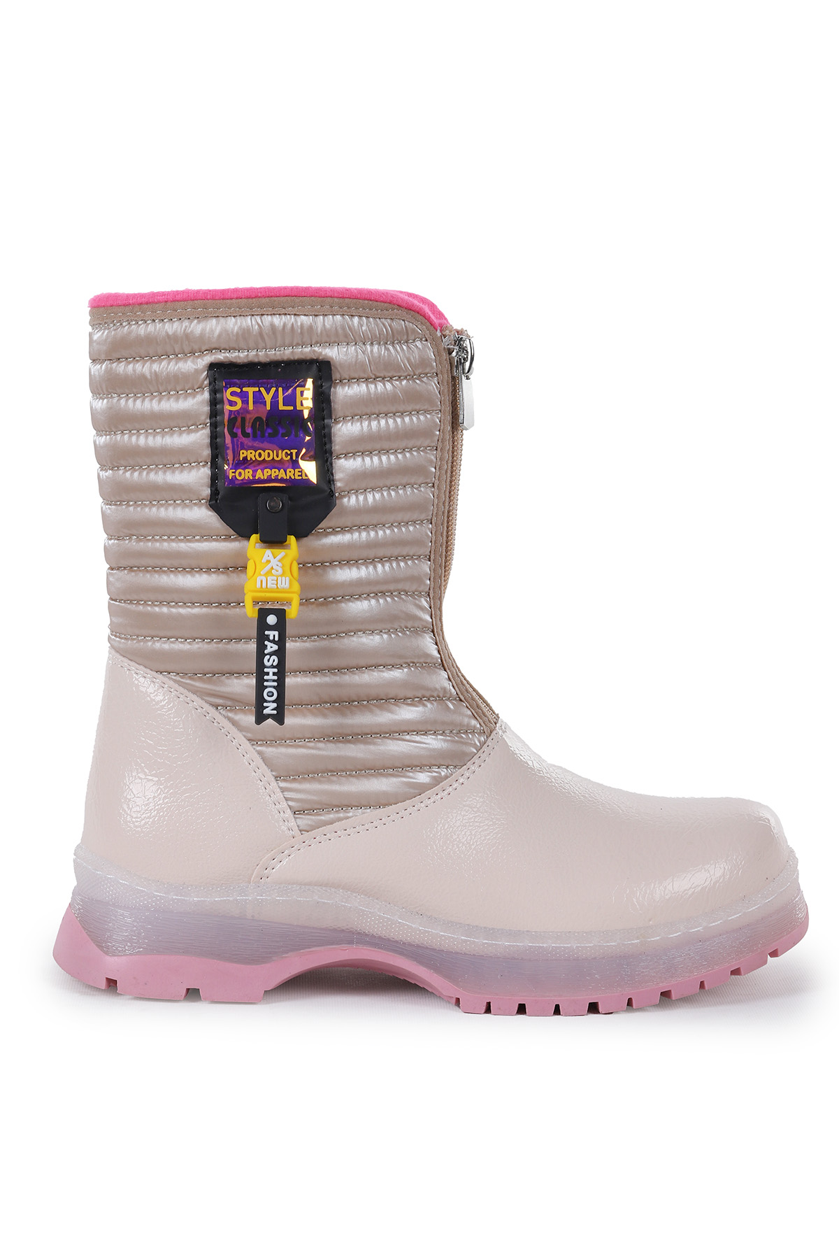 Mesan Çatlak Fermuarlı Günlük Kız Çocuk Bot Ayakkabı Pudra - Görsel 5