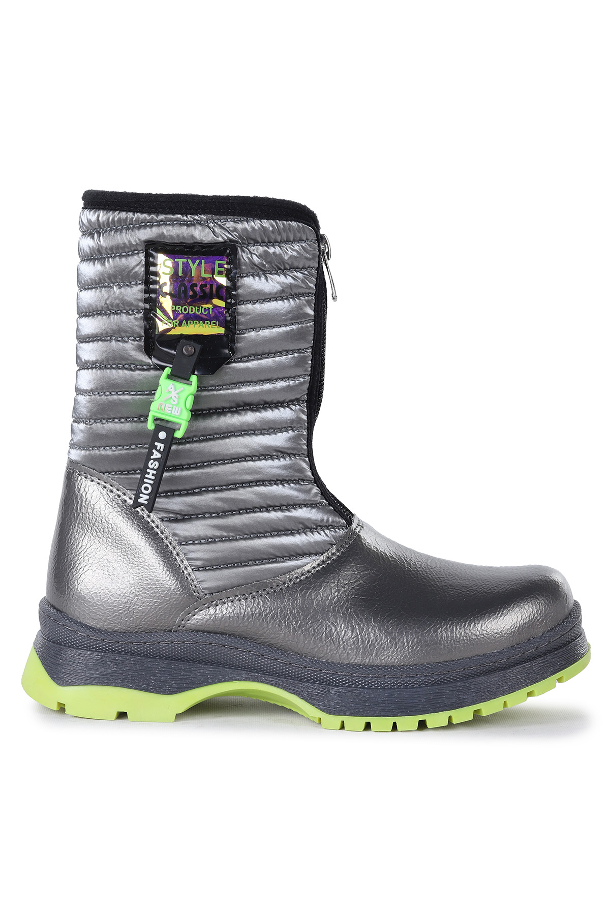 Mesan Çatlak Fermuarlı Günlük Kız Çocuk Bot Ayakkabı Platin - Görsel 5