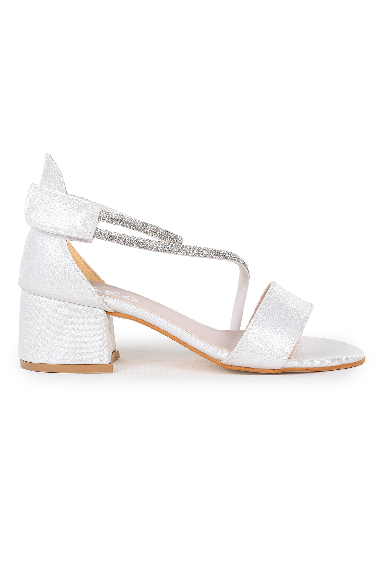 Pisar Vakko Günlük Kız Çocuk 4 Cm Topuklu Sandalet Abiye Ayakkabı Sedef - Görsel 4