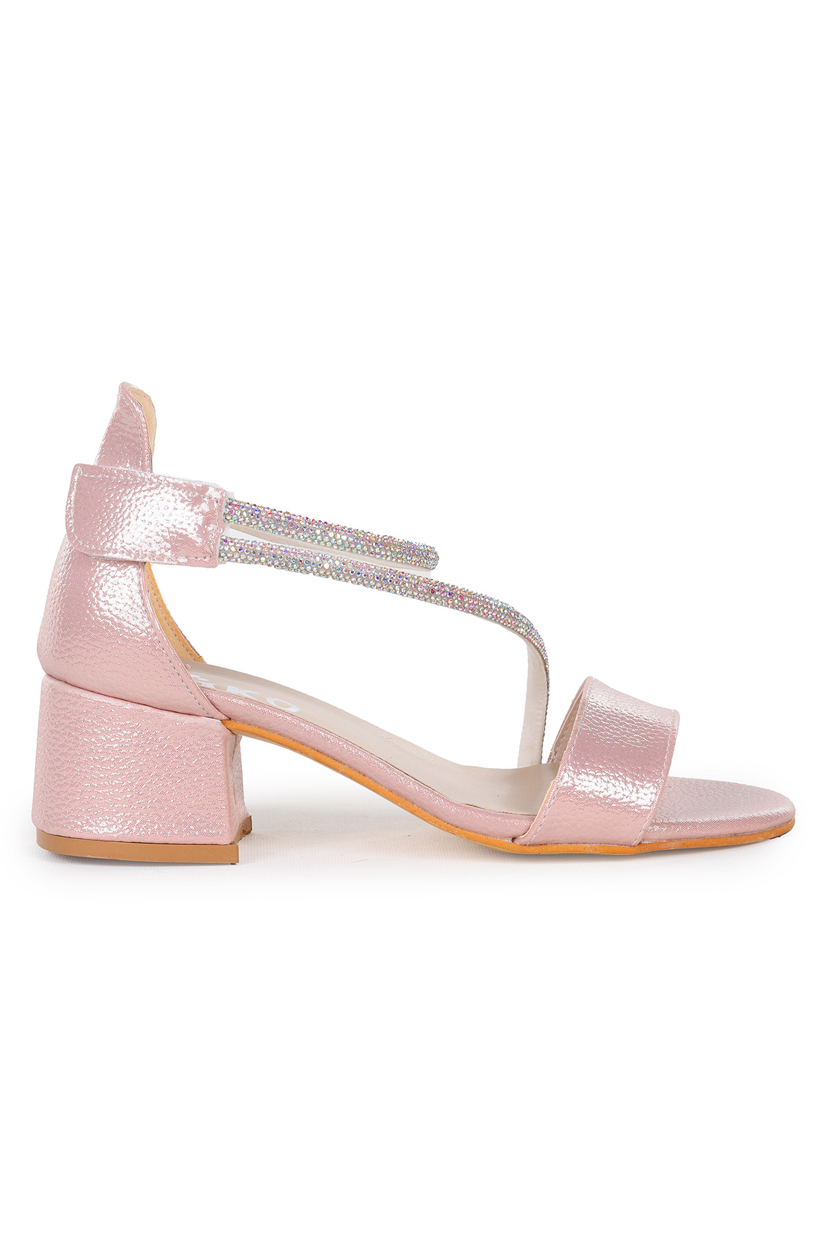 Pisar Vakko Günlük Kız Çocuk 4 Cm Topuklu Sandalet Abiye Ayakkabı Pudra - Görsel 4