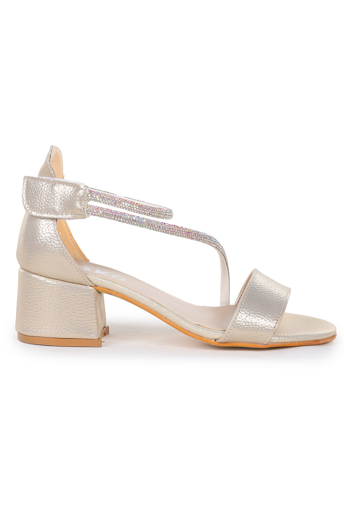 Pisar Günlük Kız Çocuk 4 Cm Topuklu Sandalet Abiye Ayakkabı Altın - Görsel 4