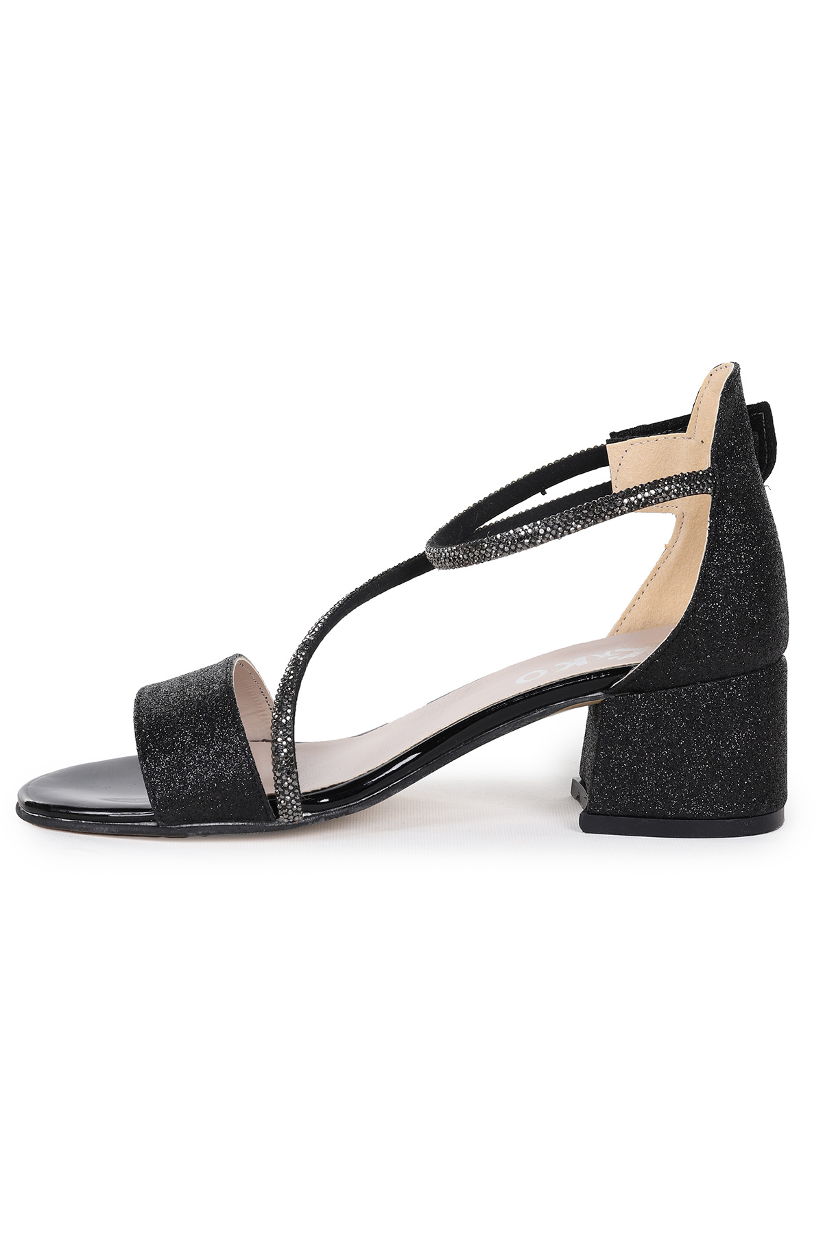 Pisar Kum Simli Günlük Kız Çocuk 4 Cm Topuklu Sandalet Abiye Ayakkabı Siyah - Görsel 5