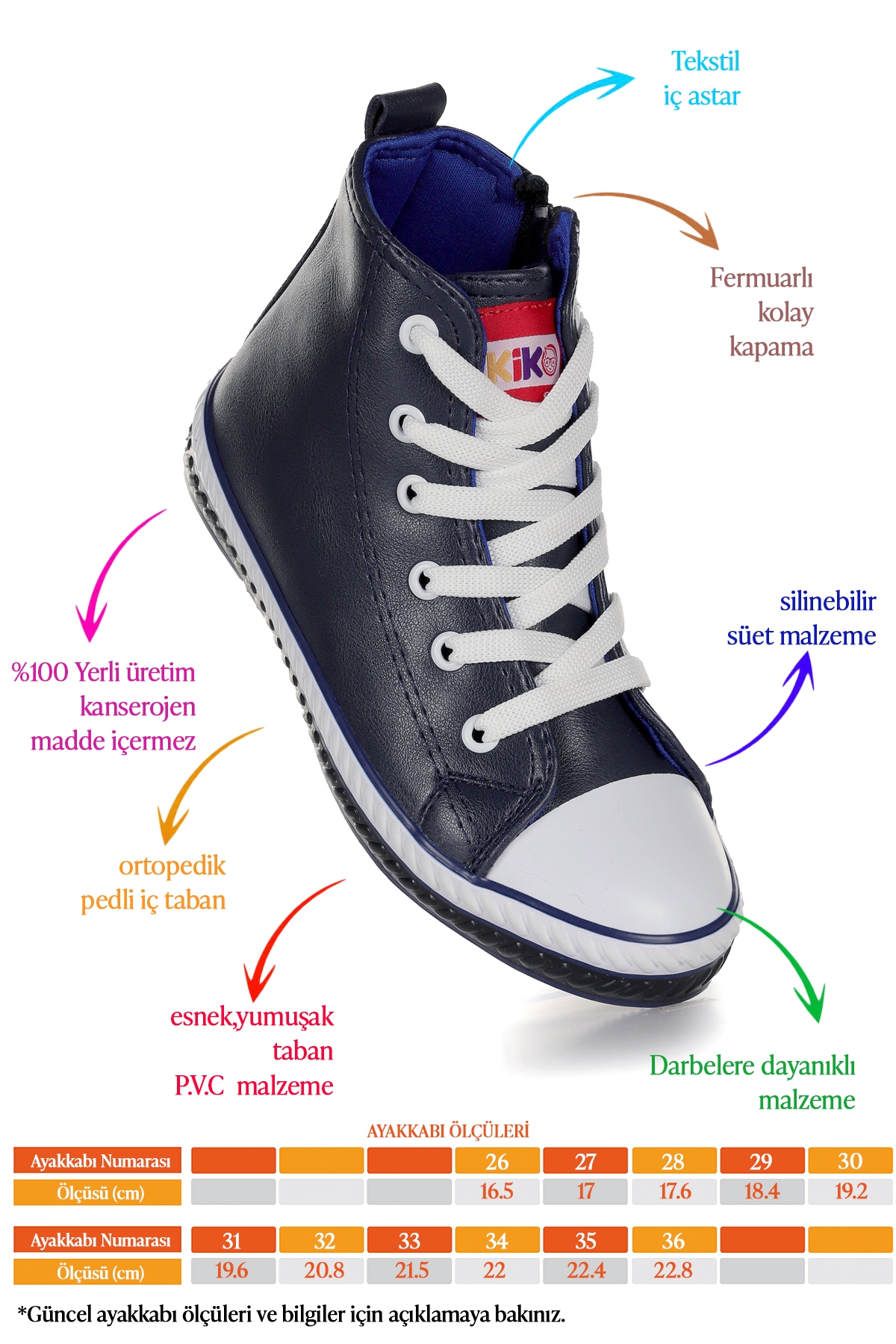 Pant Günlük Bağcıklı Fermuarlı Erkek Çocuk Spor Ayakkabı Lacivert - Görsel 3