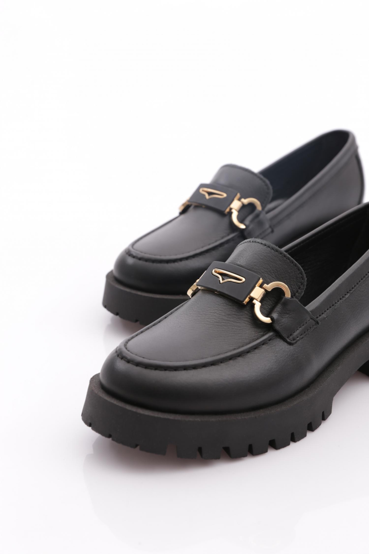 2855 Kadin Tokali Kalin Taban Loafer Ayakkabi - Görsel 5