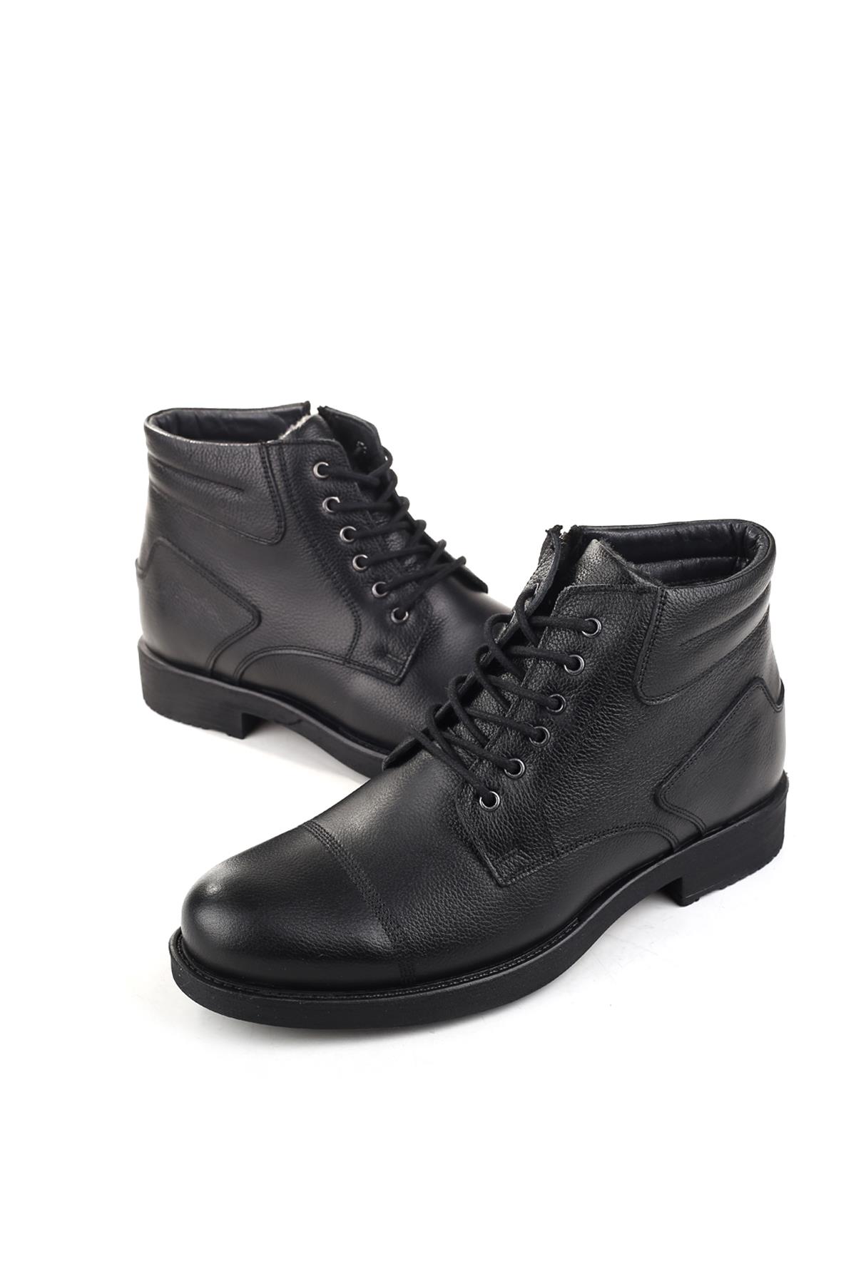 01002 Erkek Hakiki Deri Kürklü Bağcıklı &amp; Fermuarlı Bot - Görsel 4
