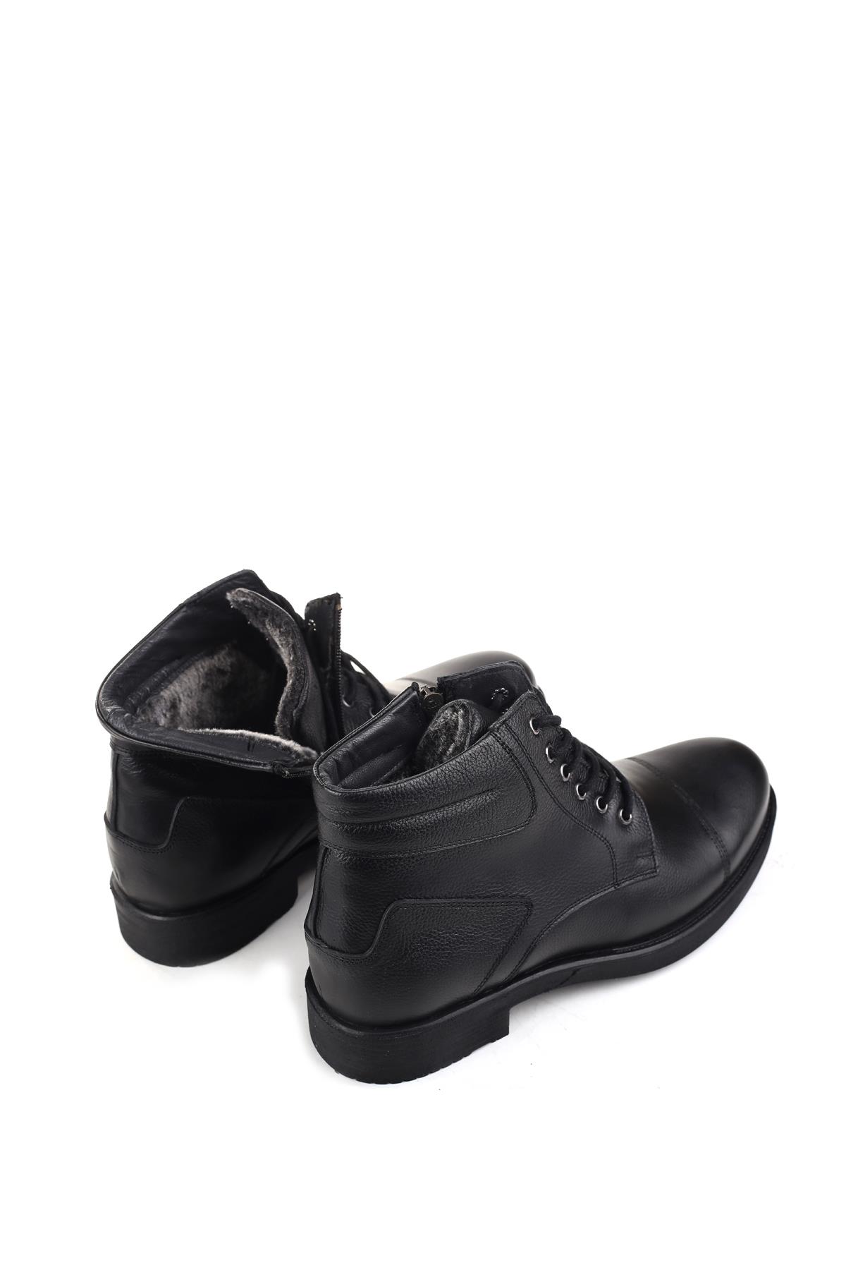 01002 Erkek Hakiki Deri Kürklü Bağcıklı &amp; Fermuarlı Bot - Görsel 5