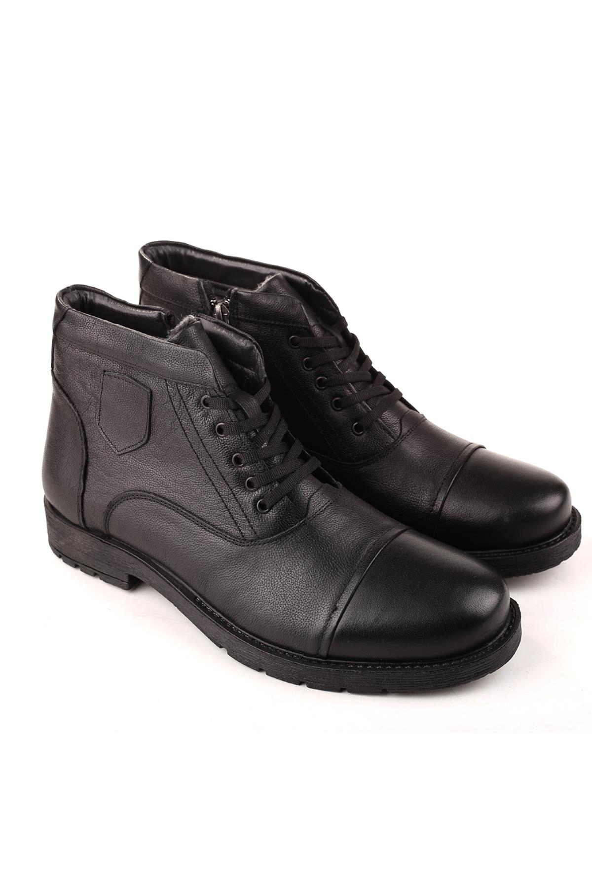 081 Büyük Numara Hakiki Deri Kışlık Erkek Kürklü Bot - Görsel 3