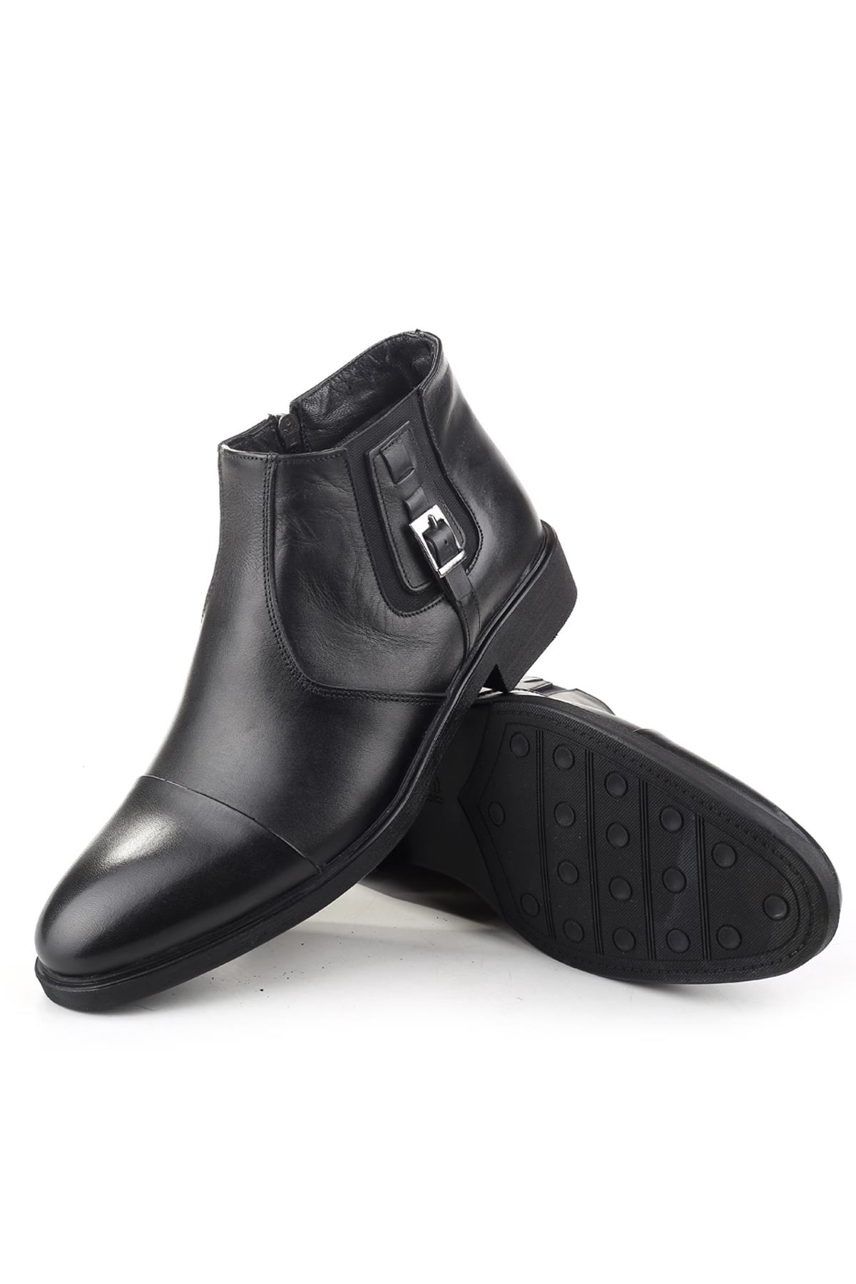 01005 Hakiki Deri Klasik Erkek Kürklü Bot - Görsel 7