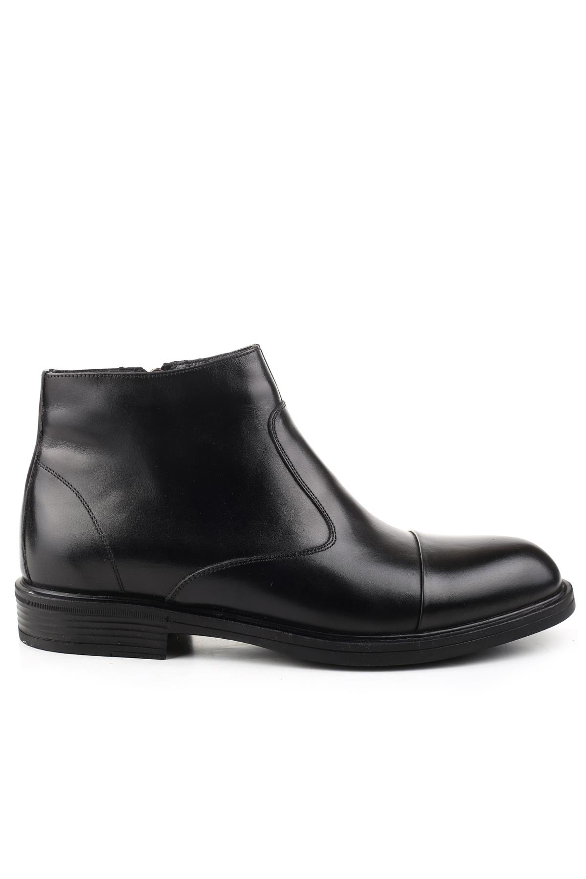 154 Erkek Hakiki Deri Bağcıksız & Kürklü Kauçuk Klasik Bot - Görsel 2
