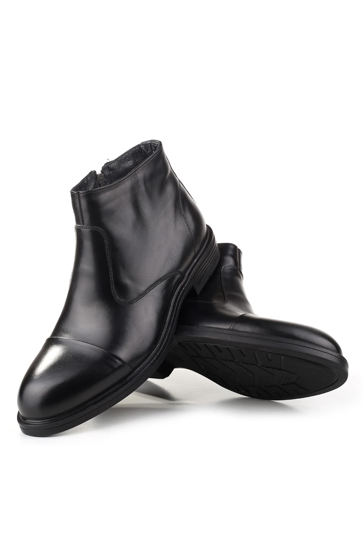 154 Erkek Hakiki Deri Bağcıksız & Kürklü Kauçuk Klasik Bot - Görsel 4