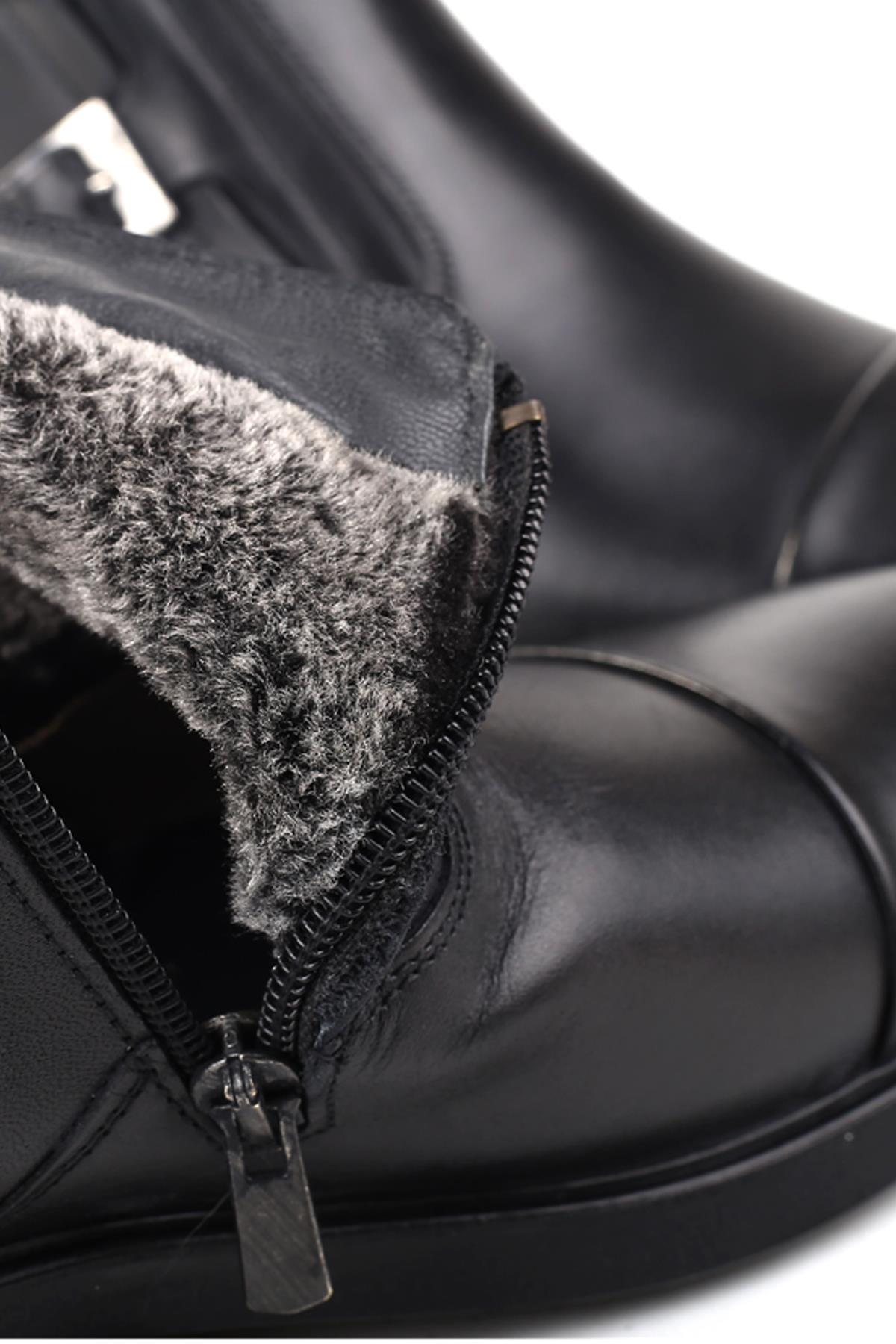 140 Hakiki Deri Klasik Erkek Kürklü Bot - Görsel 5