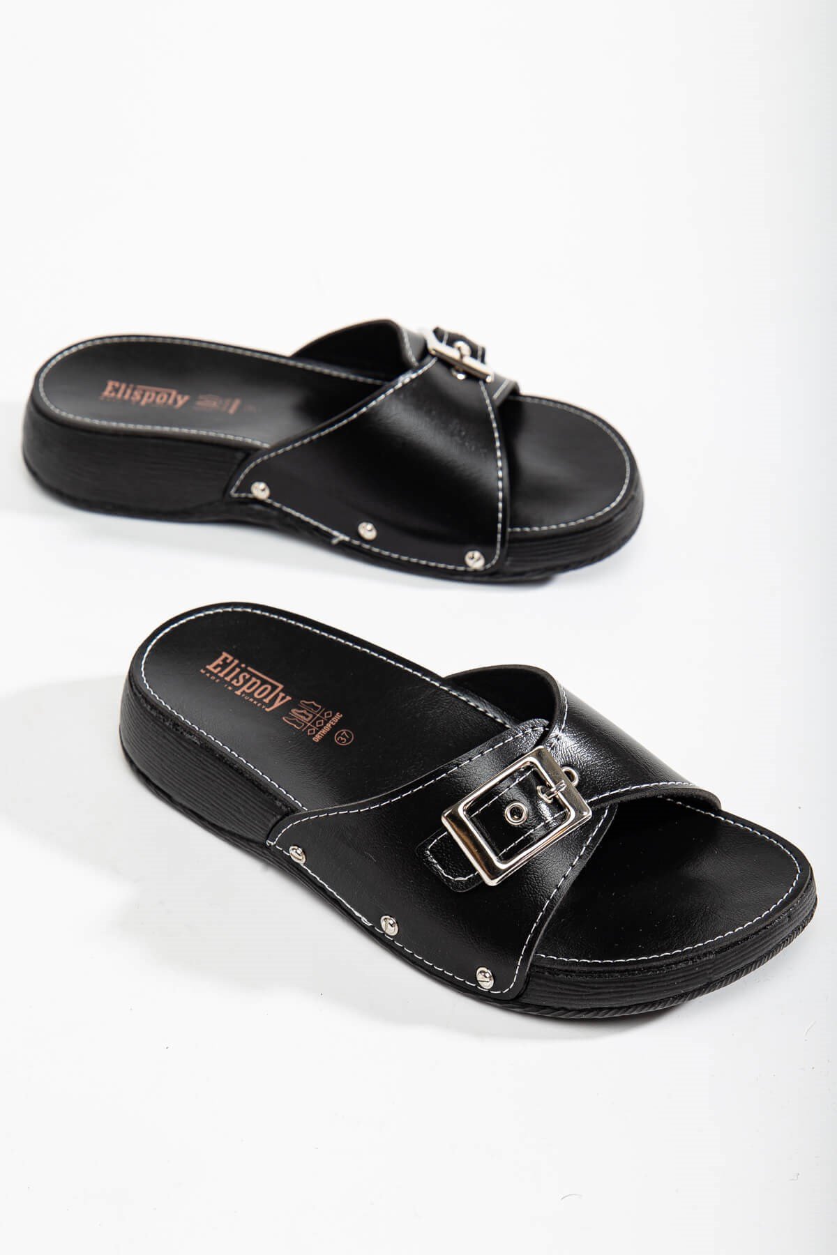 Tek Tokalı Kemerli Kadın Terlik SİYAH - Görsel 2