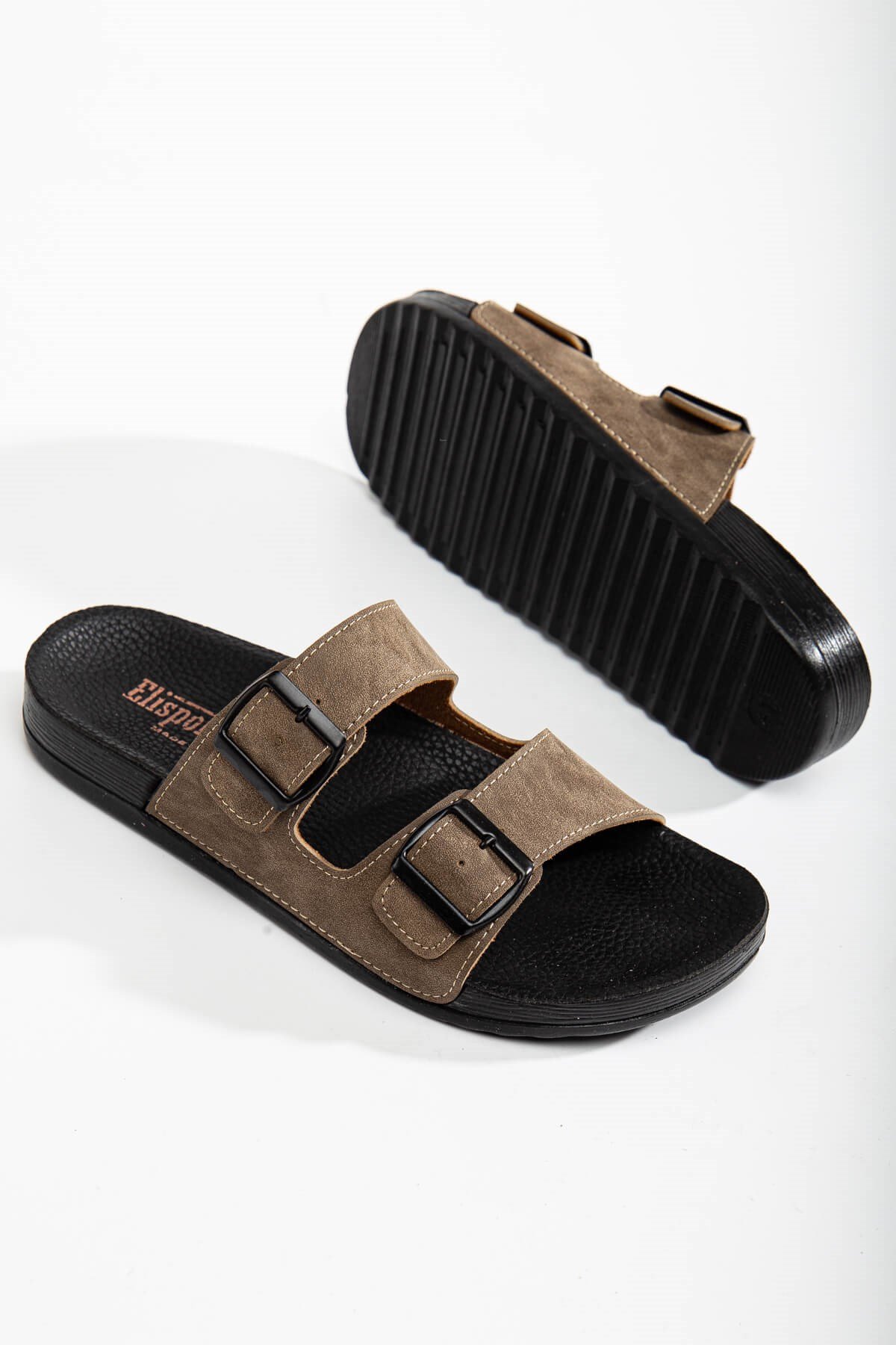 Erkek 2 Toka Kemerli Terlik VİZON - Görsel 4