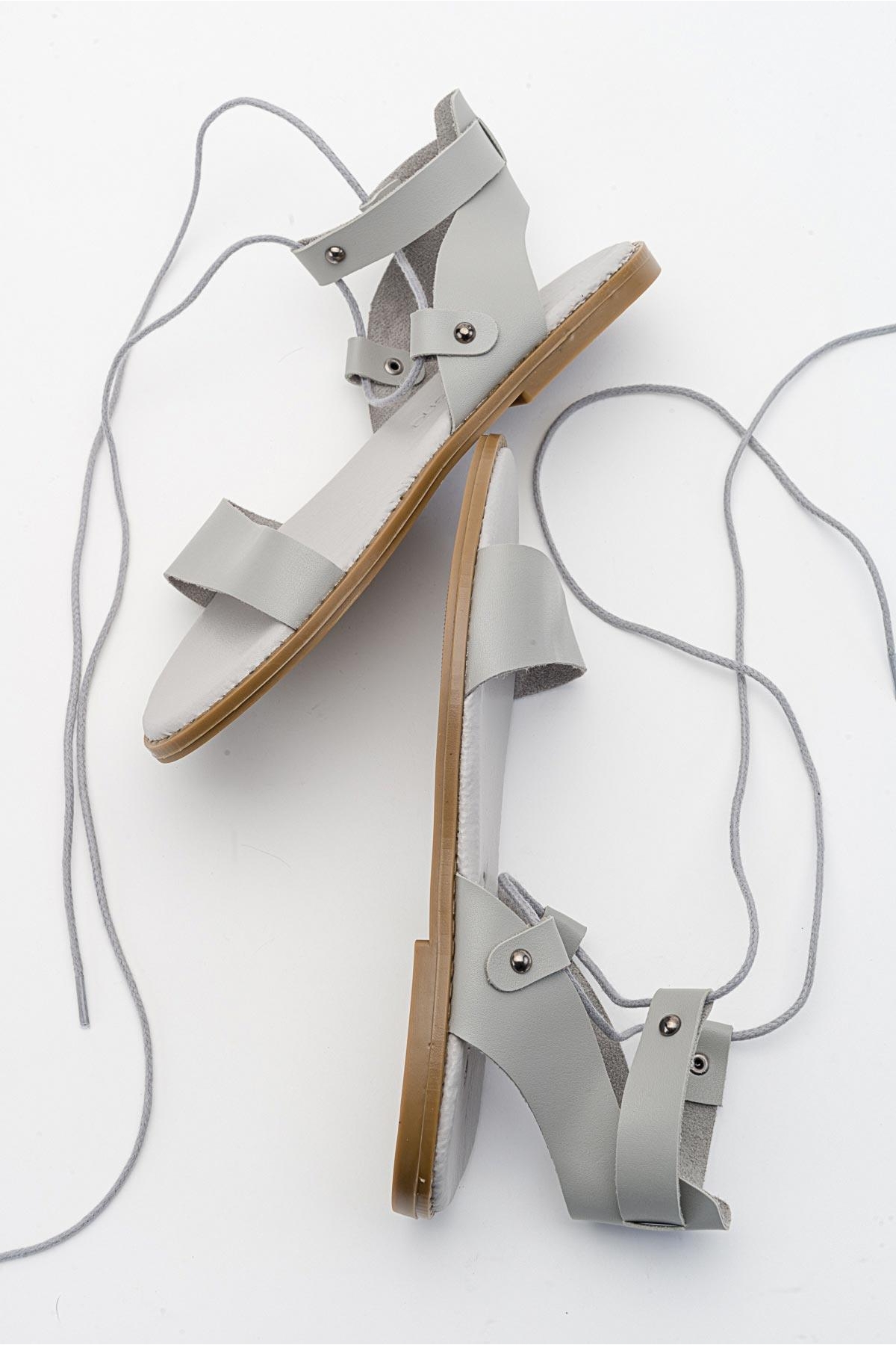 Kadın Bağlamalı Sandalet GRİ CİLT - Görsel 7