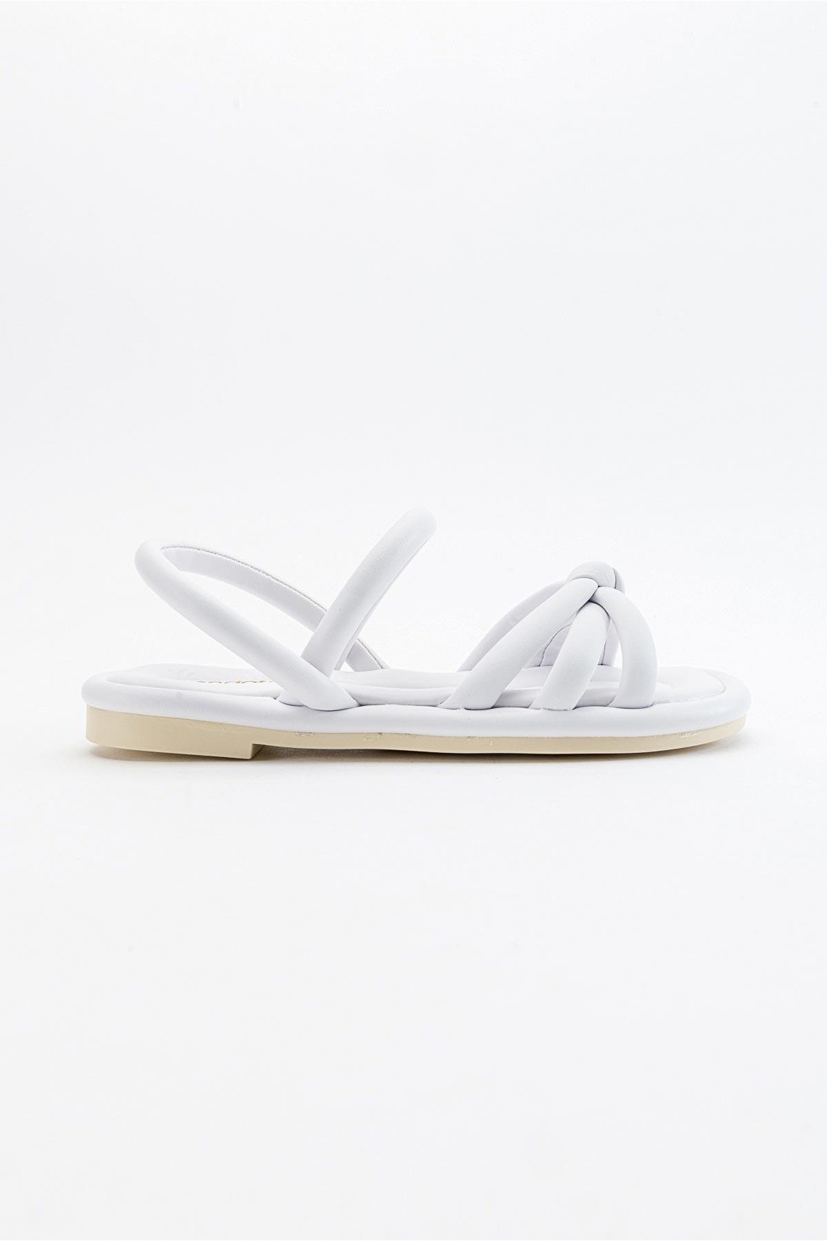 Tek Biyeli Boğumlu Kadın Sandalet BEYAZ - Görsel 3