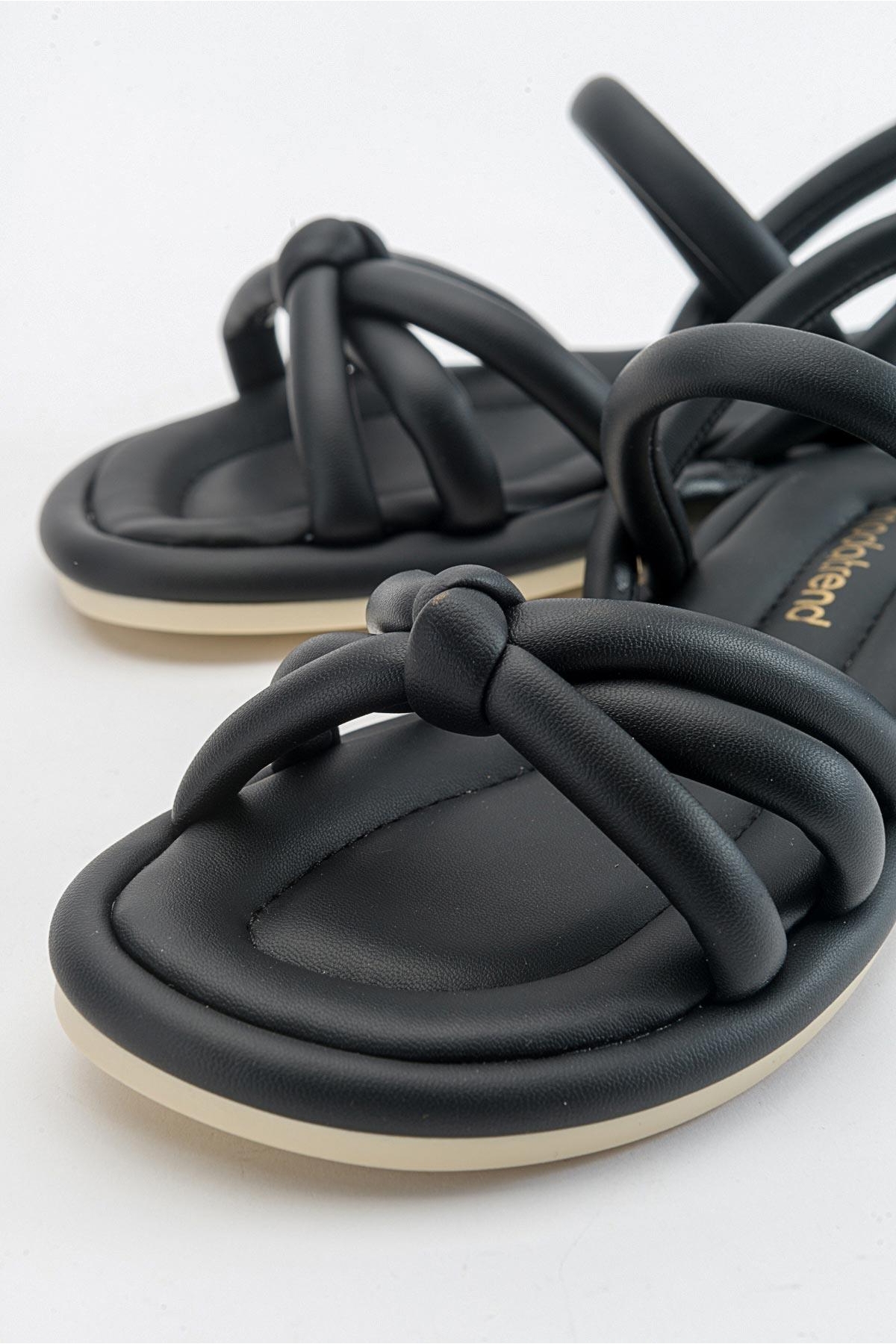 Tek Biyeli Boğumlu Kadın Sandalet SİYAH - Görsel 4