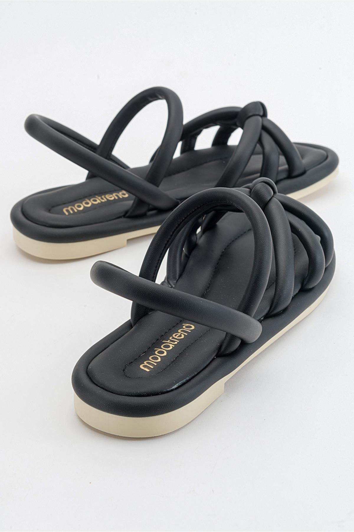 Tek Biyeli Boğumlu Kadın Sandalet SİYAH - Görsel 5