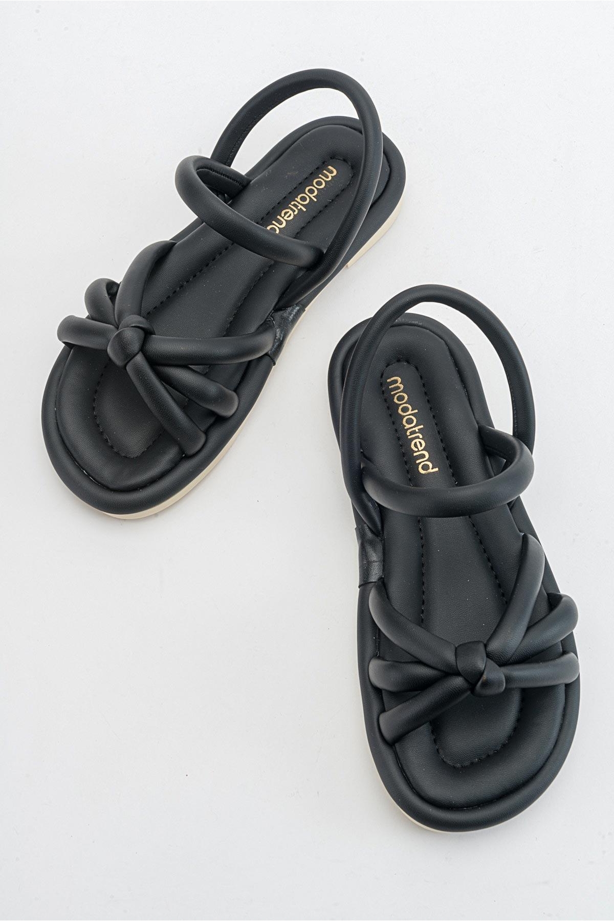 Tek Biyeli Boğumlu Kadın Sandalet SİYAH - Görsel 6