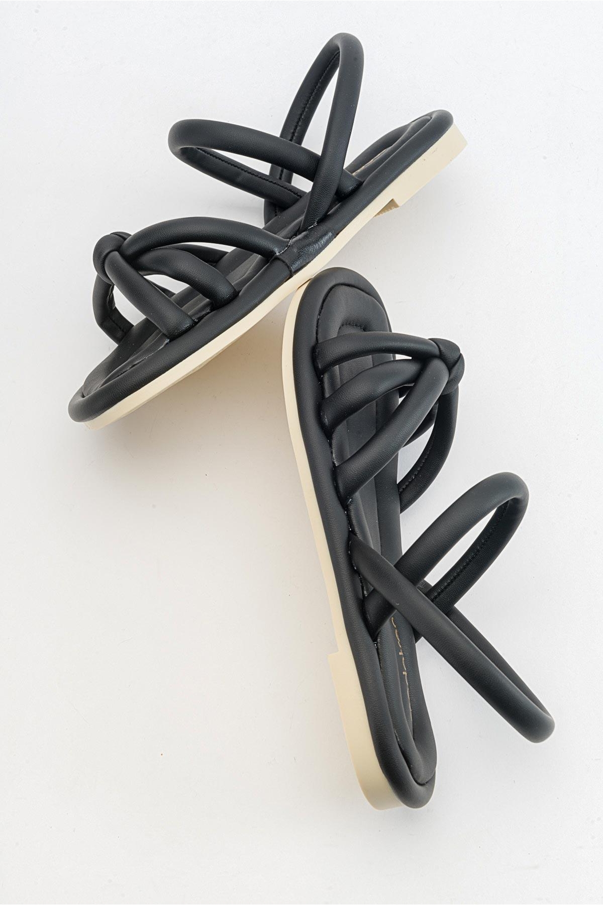 Tek Biyeli Boğumlu Kadın Sandalet SİYAH - Görsel 7