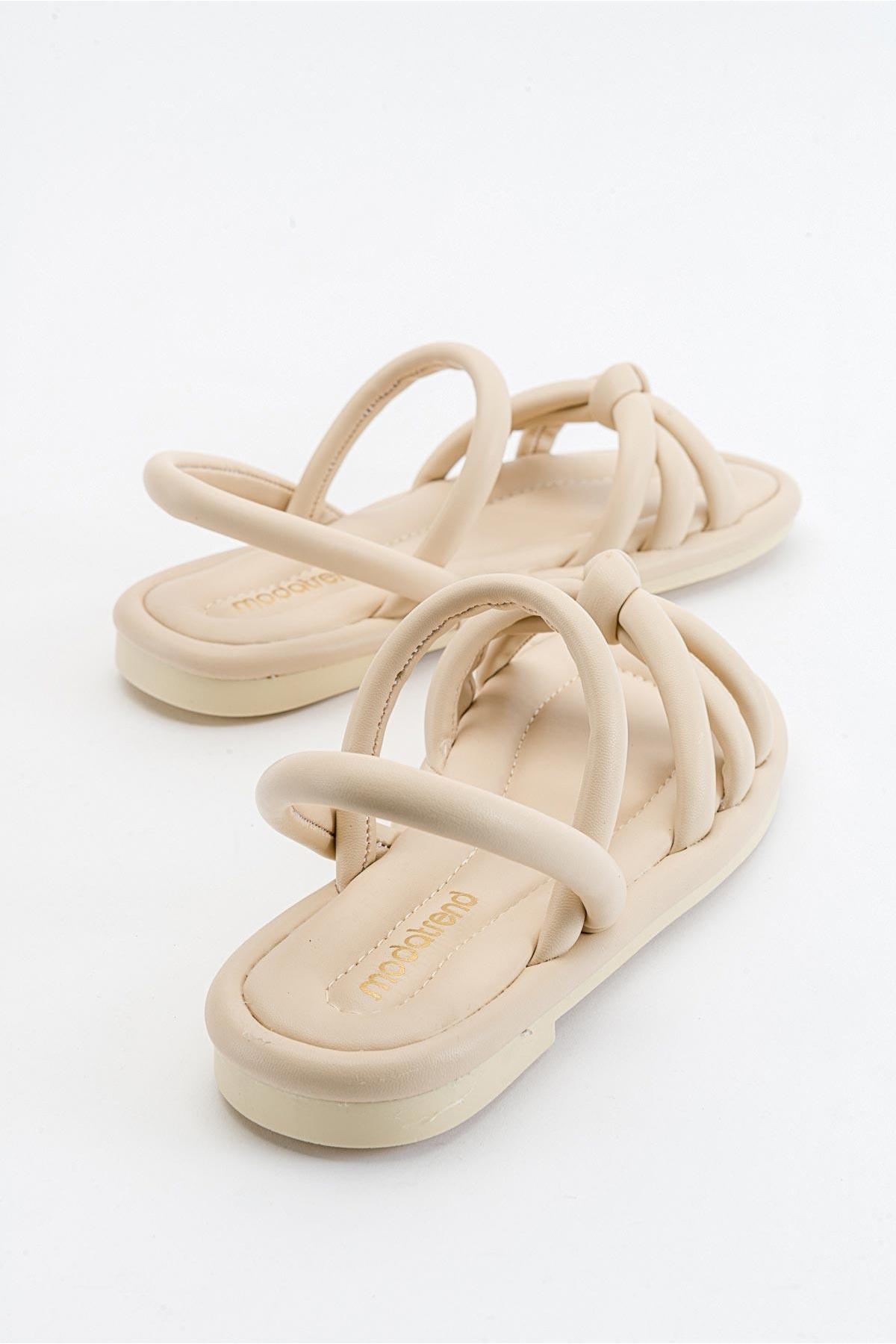 Tek Biyeli Boğumlu Kadın Sandalet BEJ - Görsel 5