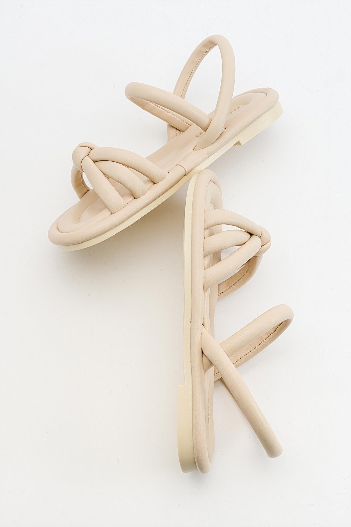 Tek Biyeli Boğumlu Kadın Sandalet BEJ - Görsel 7