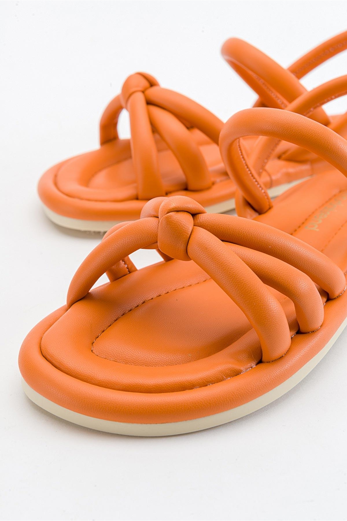 Tek Biyeli Boğumlu Kadın Sandalet TURUNCU - Görsel 4