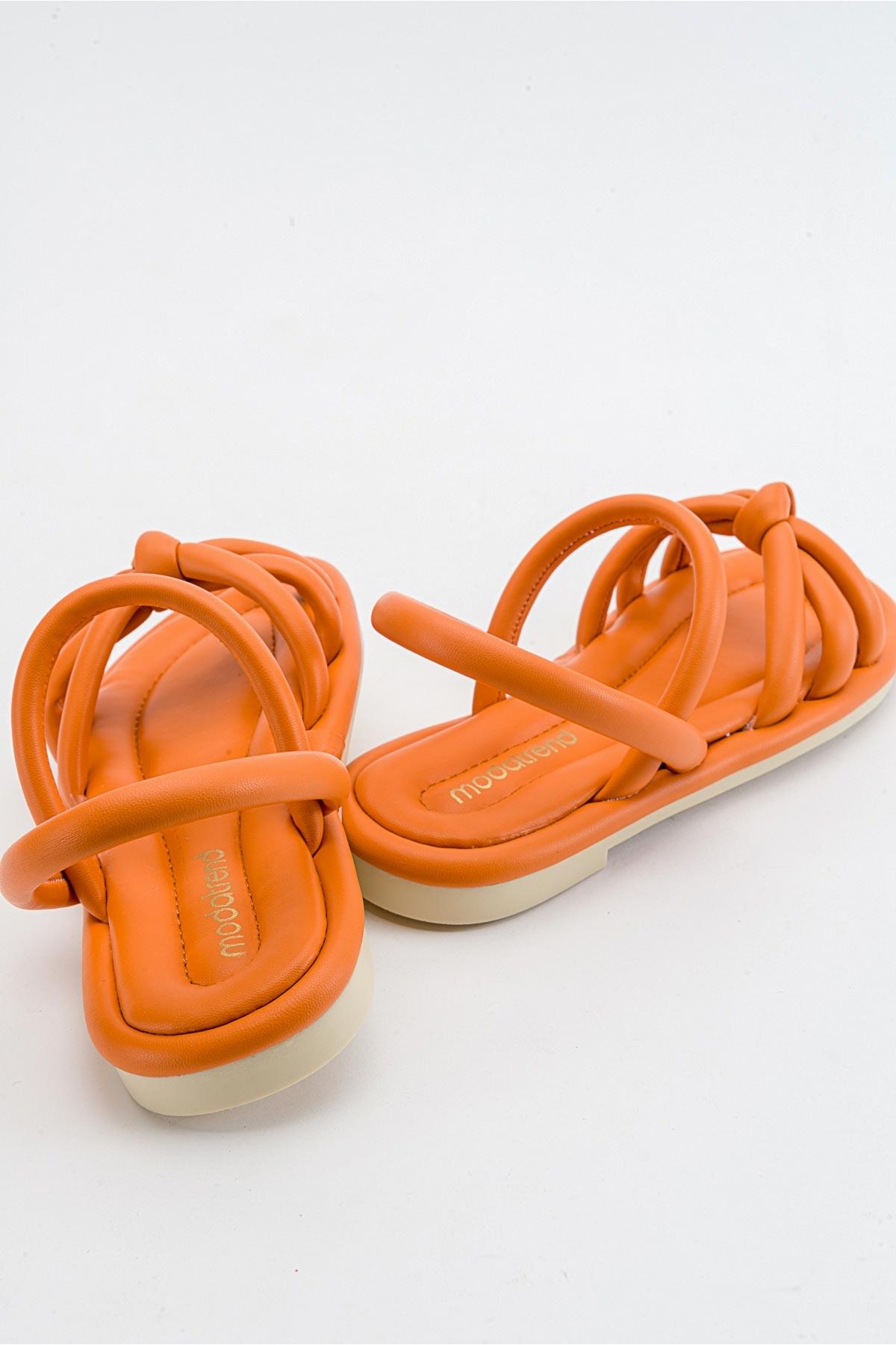 Tek Biyeli Boğumlu Kadın Sandalet TURUNCU - Görsel 5