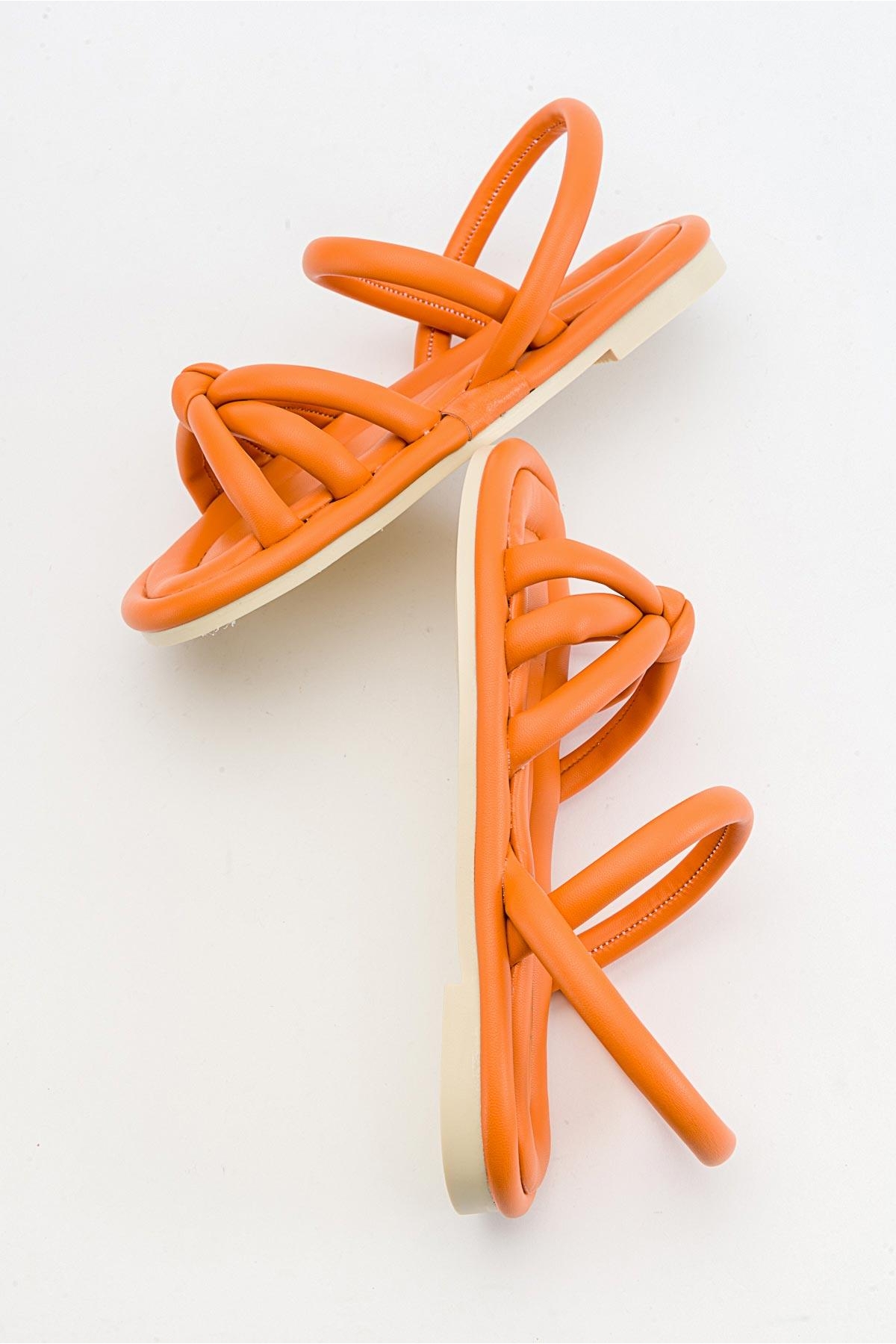 Tek Biyeli Boğumlu Kadın Sandalet TURUNCU - Görsel 7