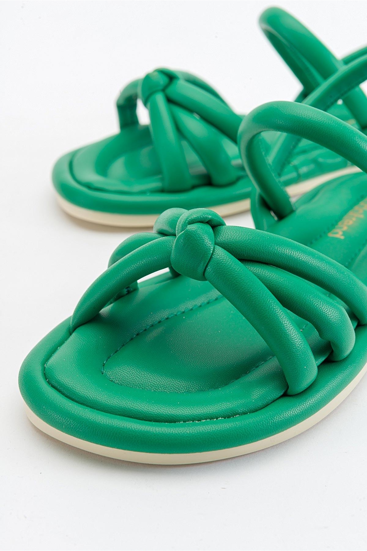 Tek Biyeli Boğumlu Kadın Sandalet ÇİMEN YEŞİLİ - Görsel 4