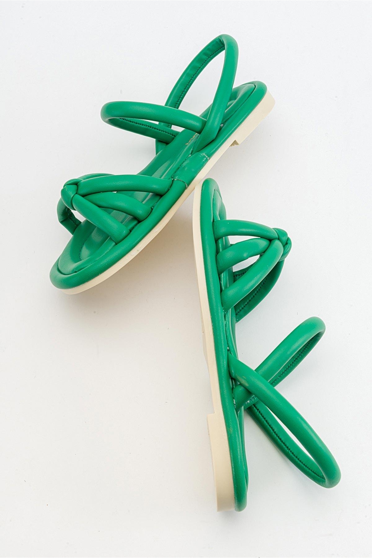 Tek Biyeli Boğumlu Kadın Sandalet ÇİMEN YEŞİLİ - Görsel 7