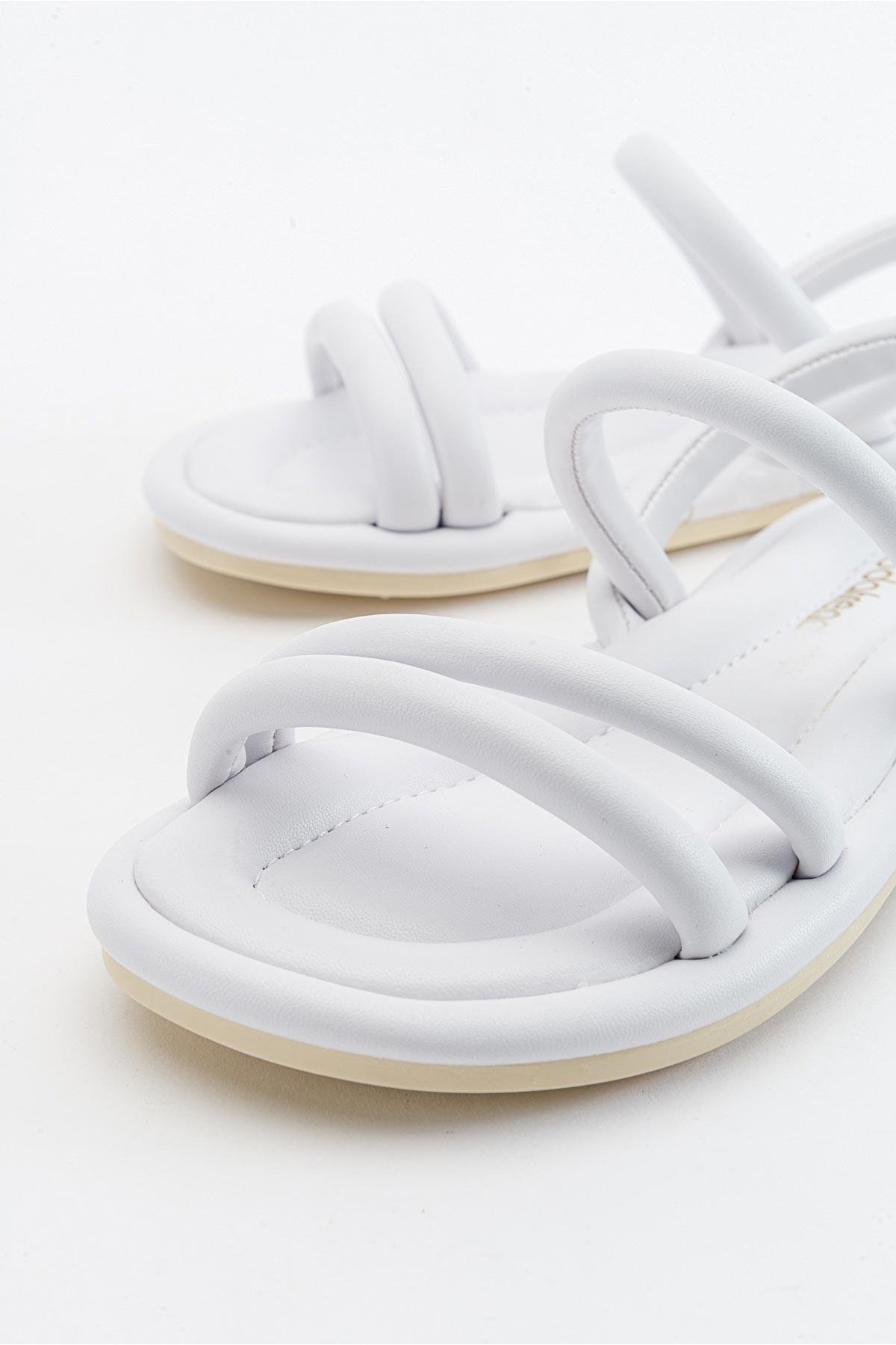 2 Biyeli Kadın Sandalet BEYAZ - Görsel 4