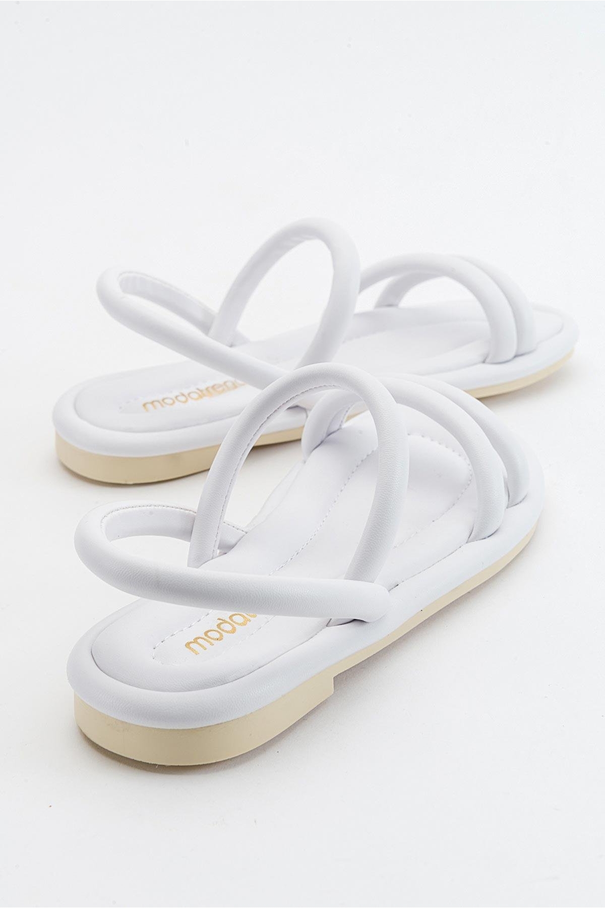 2 Biyeli Kadın Sandalet BEYAZ - Görsel 5
