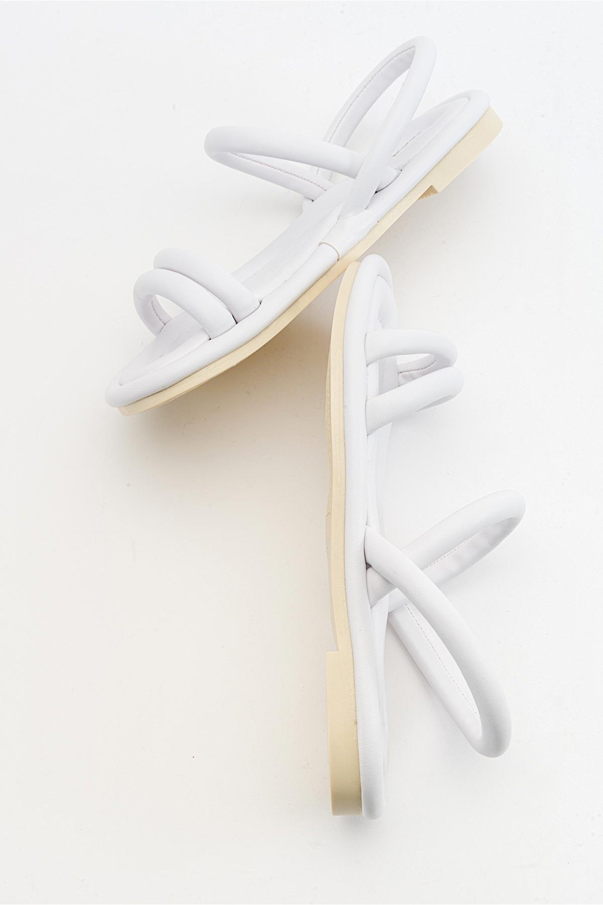 2 Biyeli Kadın Sandalet BEYAZ - Görsel 7