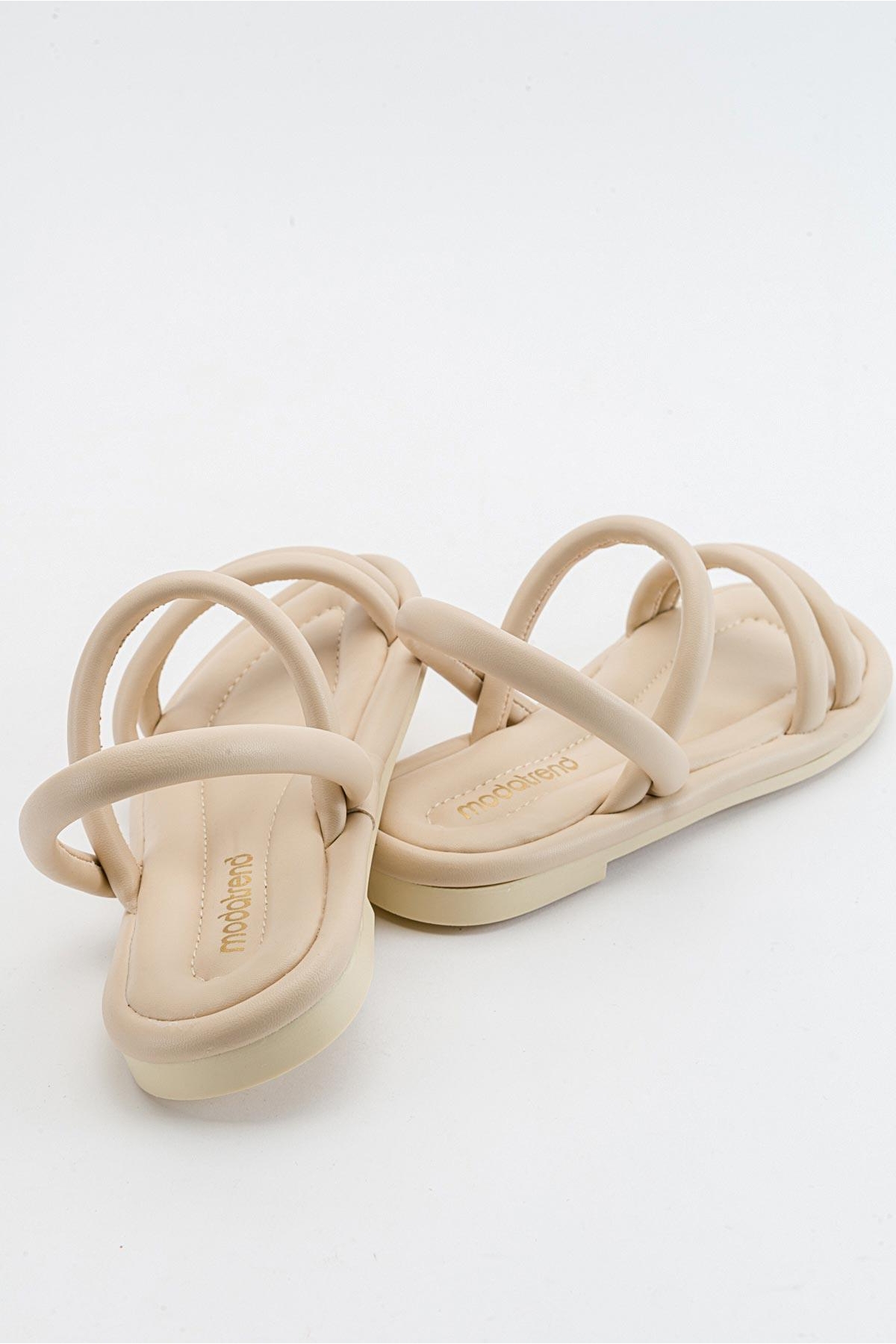 2 Biyeli Kadın Sandalet BEJ - Görsel 5
