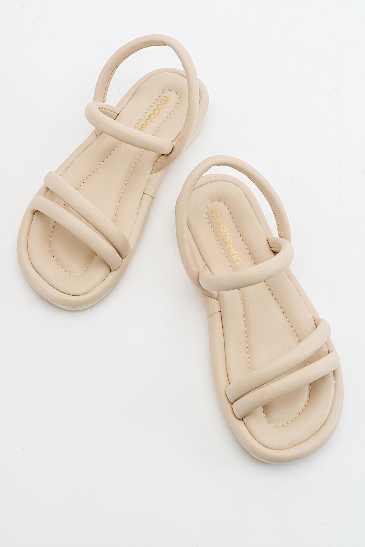 2 Biyeli Kadın Sandalet BEJ - Görsel 6